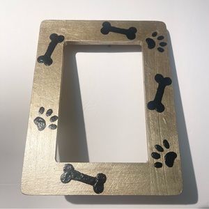 Gold and Black Wooden 4’x6” Picture Frame Dog Bone Puppy Paw